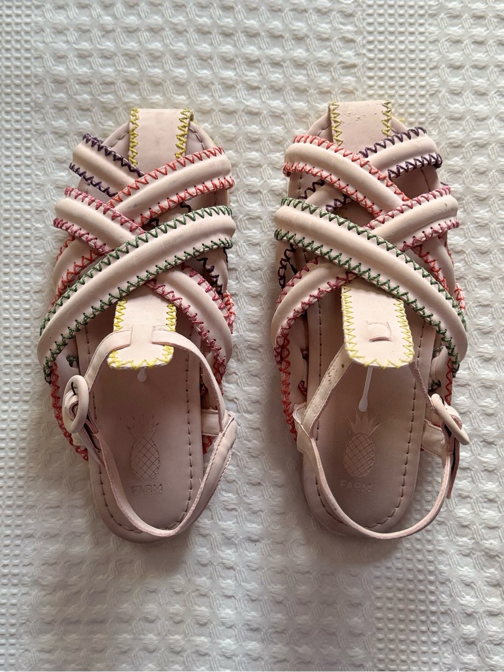 FARM Rio Pink Kids Sandals with Multicolor Stitching